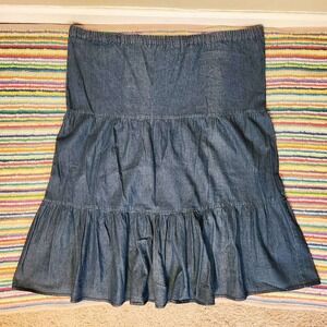 Vintage 1990s Coldwater Creek Tiered Denim Skirt